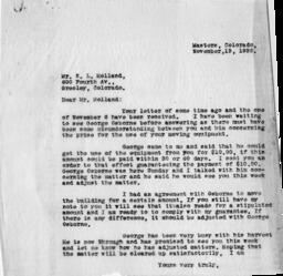 Letter from O. T. Jackson to E. L. Holland, November 13, 1933