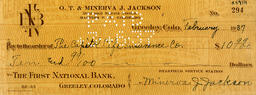 Check from Minerva J. Jackson to the Capitol Life Insurance Company, February 1937