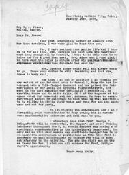 Letter from O. T. Jackson to Dr. W.A. Jones, January 14, 1933