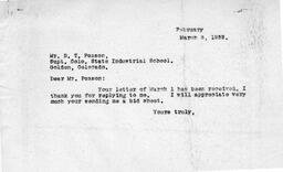 Letter from O. T. Jackson to B. T. Poxson, March 3, 1933