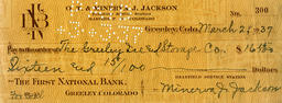 Check from Minerva J. Jackson to the Greeley Ice and Storage Company, March 2, 1937
