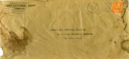 Envelope from the First National Bank of Greeley to the Dearfield Service Station, March 31, 1937