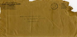 Envelope from the First National Bank of Greeley to the Dearfield Service Station, February 28, 1937