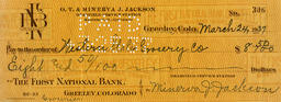 Check from Minerva J. Jackson to Western States Grocery Company, March 24, 1937