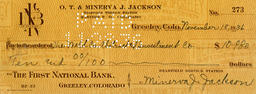 Check from Minerva J. Jackson to the Weld County Abstract & Investment Company, November 18, 1936