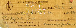 Check from Minerva J. Jackson to Continental Oil Company, February 2, 1937