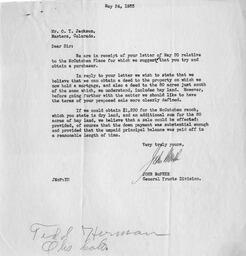 Letter from John McPhee to O. T. Jackson, May 24, 1933