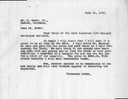 Letter from O. T. Jackson to H. Brown, June 15, 1933
