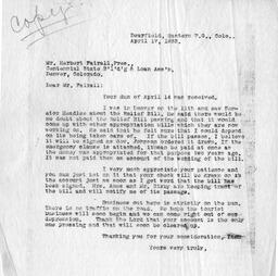 Letter from O. T. Jackson to Herbert Fairall, April 17, 1932