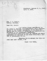 Letter from O. T. Jackson to J. C. Gunter, April 3, 1933