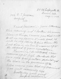 Letter from George Williamson to O. T. Jackson, May 17, 1933