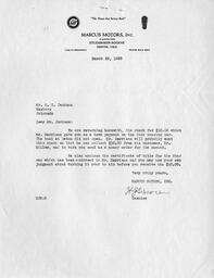Letter from Marcus Motors, Inc. to O. T. Jackson, March 22, 1933