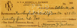 Check from Minerva J. Jackson to New England Mutual Life Insurance Company, October 20, 1936