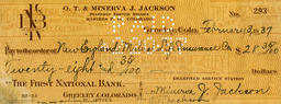 Check from Minerva J. Jackson to New England Mutual Life Insurance Company, February 3, 1937